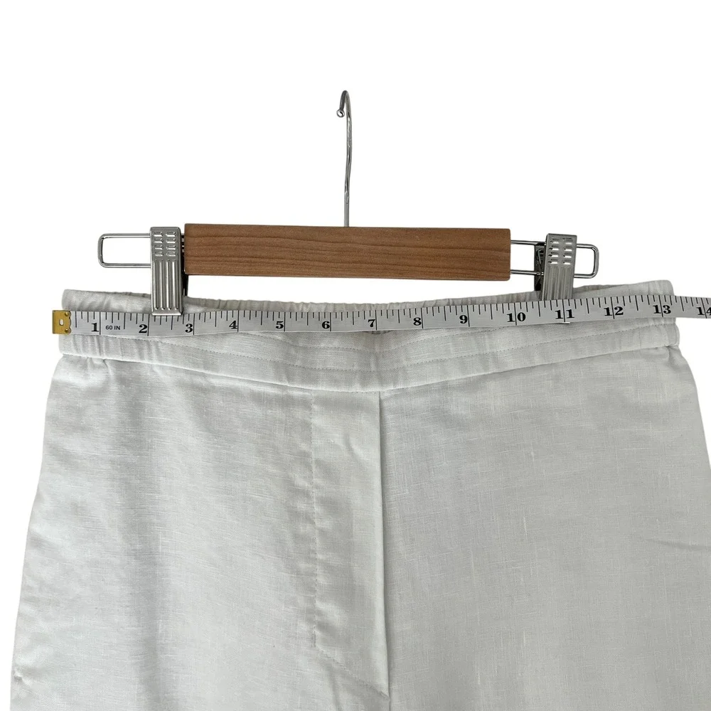COS White 100% Linen Wide Leg Elastic Pull On Pants 2 Coastal Beach Minimalist